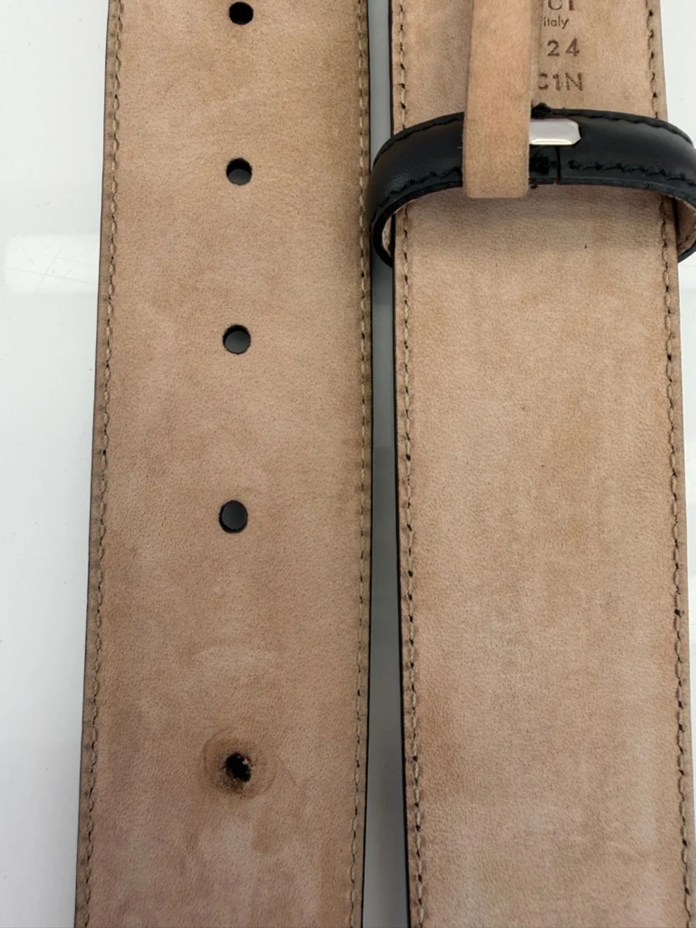 Authentic Gucci Guccissima Black Mens Leather Belt Gg Interlocking 90/36 411924